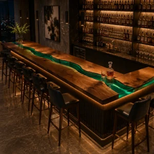 Custom Led Bar Top with Green epoxy