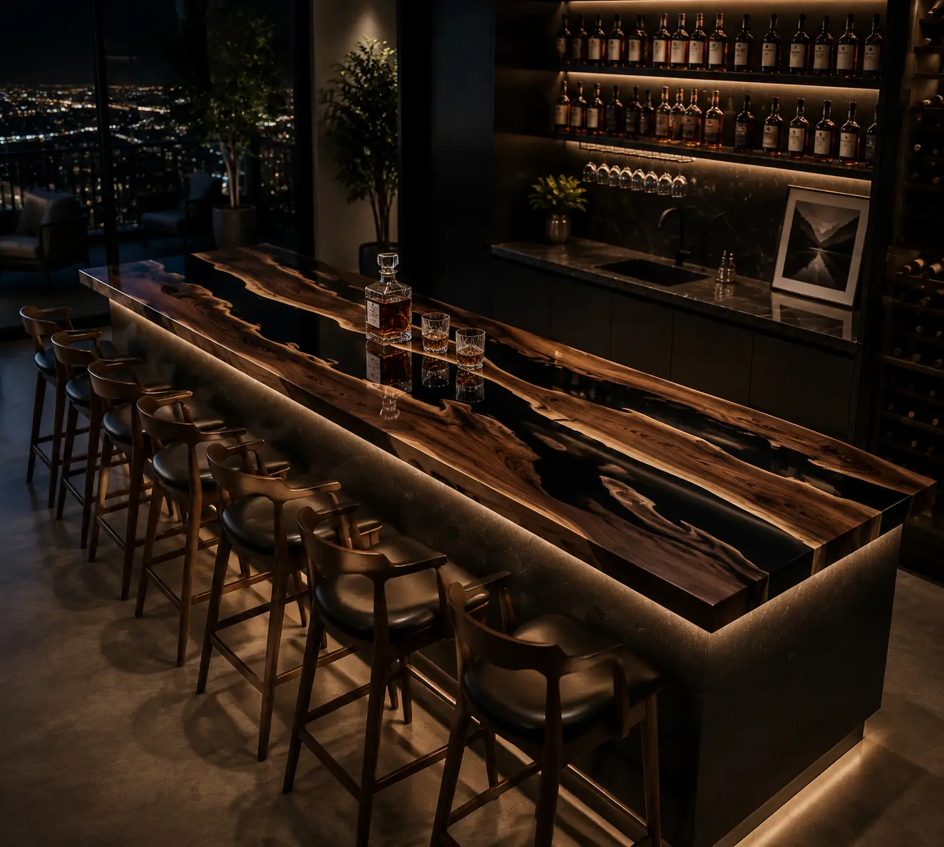 Custom Led Bar Top with Black epoxy