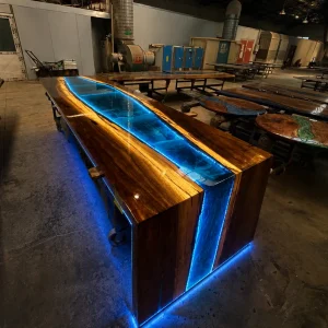 Custom Led Bar Top with Blue epoxy
