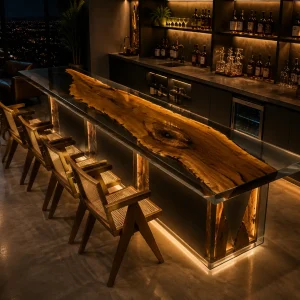 Custom Led Bar Top with Crystal Clear epoxy