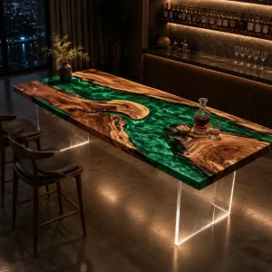 Custom Led Bar Top with Green epoxy