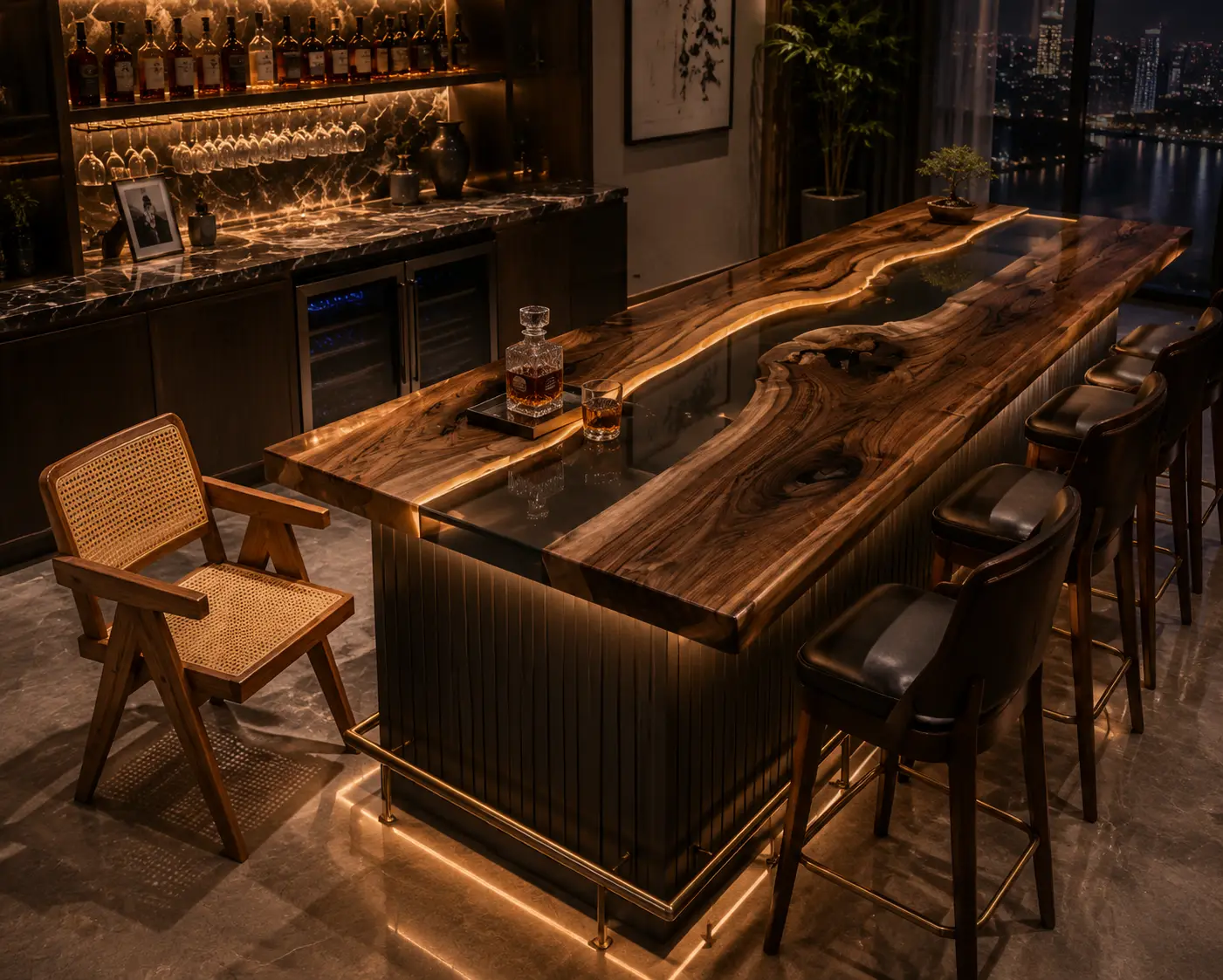 Custom Led Bar Top with Crystal Clear epoxy