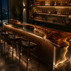 Custom Led Bar Top with Crystal Clear epoxy