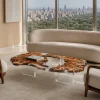 Custom Burl Wood Live Edge Epoxy Coffee Tables with Crystal Clear Epoxy BWCT001