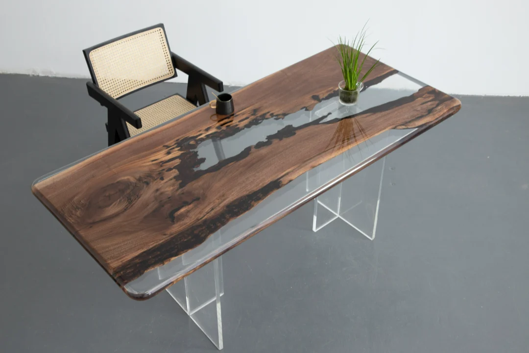 Luxury Black Walnut Epoxy Live Edge Table crafted from SKU BWE003