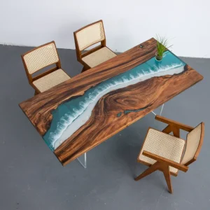 Handcrafted Black Walnut Epoxy River Table crafted from SKU BWE004