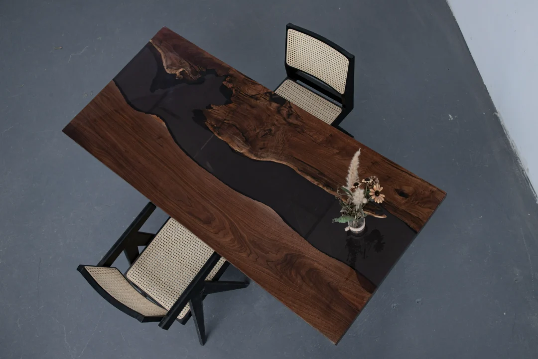 Premium custom Black Walnut Epoxy River Table SKU BWE005