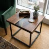 Custom Black Walnut River Epoxy End Tables with Grey Epoxy BWE005