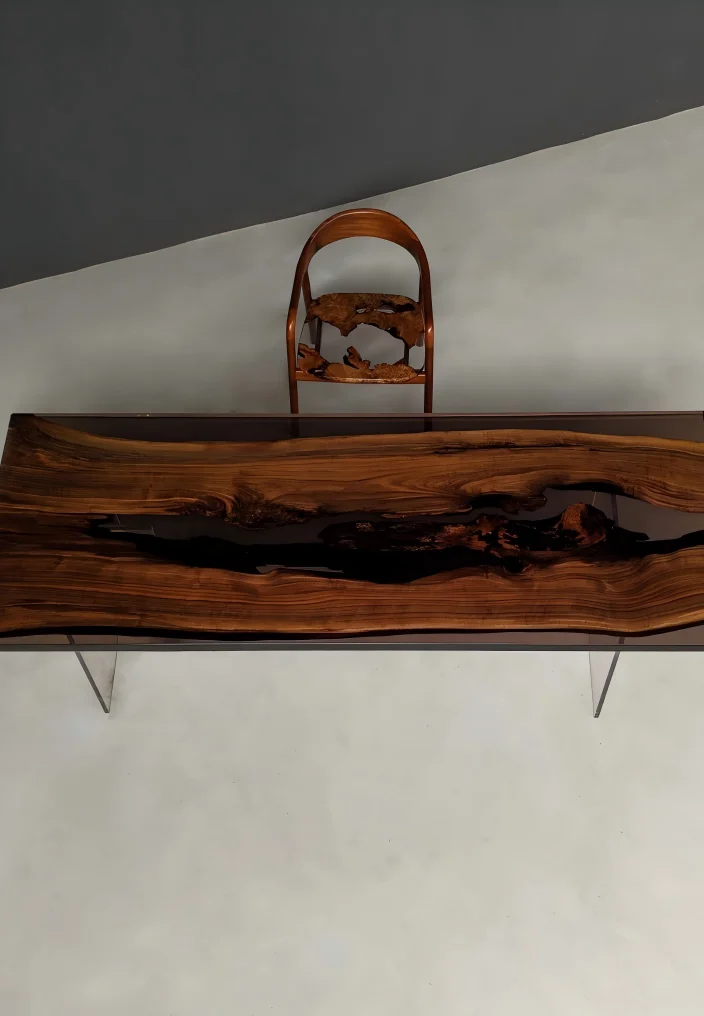 Made-to-order Black Walnut Epoxy Live Edge Table in model BWE007