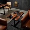 Custom Black Walnut River Epoxy End Tables with Black Epoxy BWE007