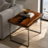 Custom Black Walnut River Epoxy End Tables with Black Epoxy BWE009