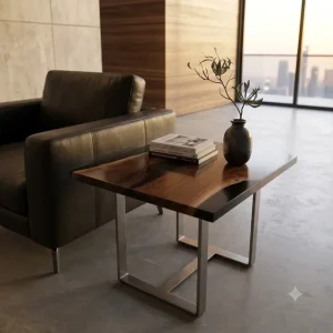 Custom Black Walnut Live Edge Epoxy End Tables with Black Epoxy BWE010