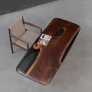 Signature Black Walnut Epoxy Live Edge Table crafted from SKU BWE012