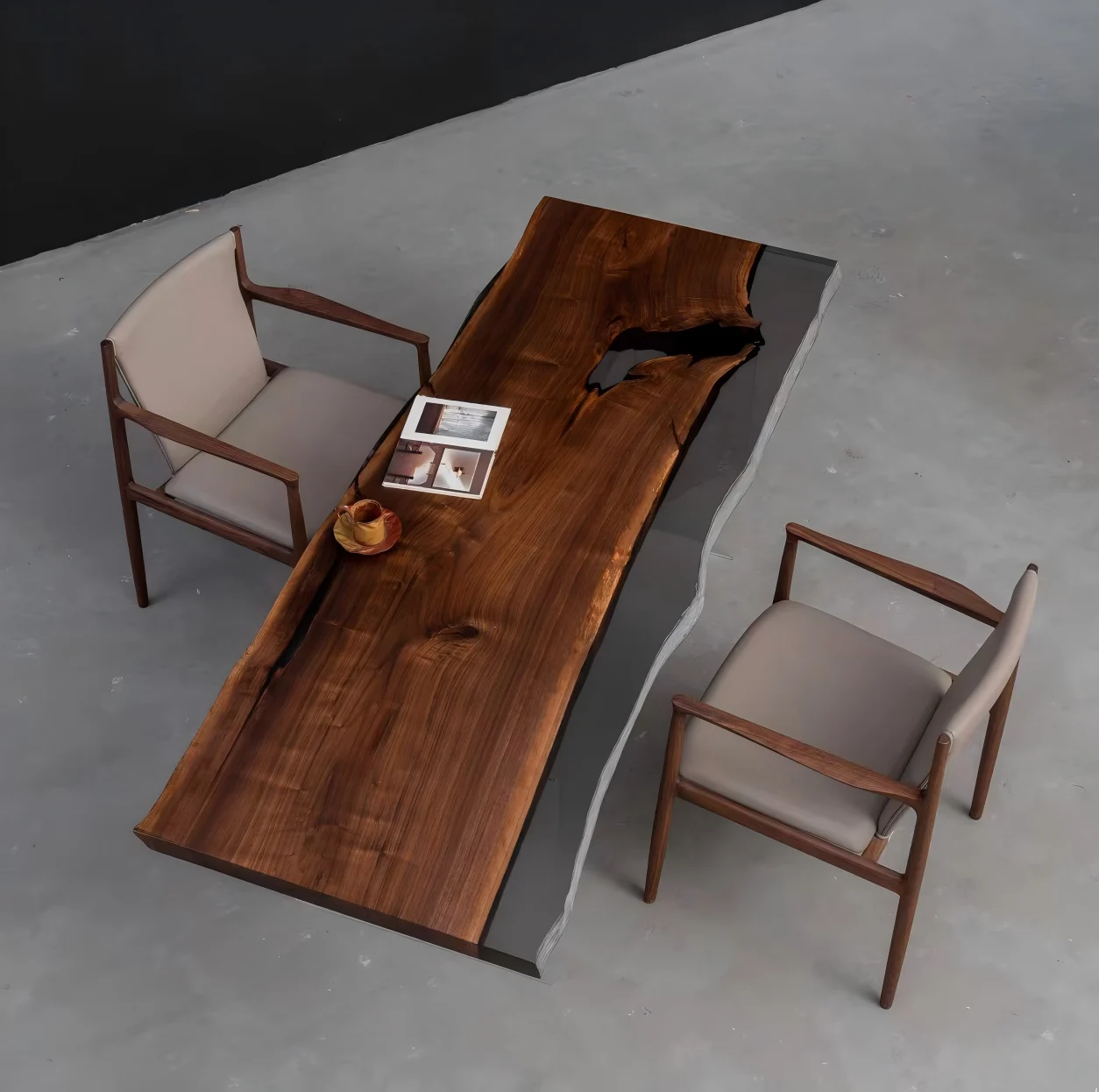 Premium custom Black Walnut Epoxy Live Edge Table SKU BWE013