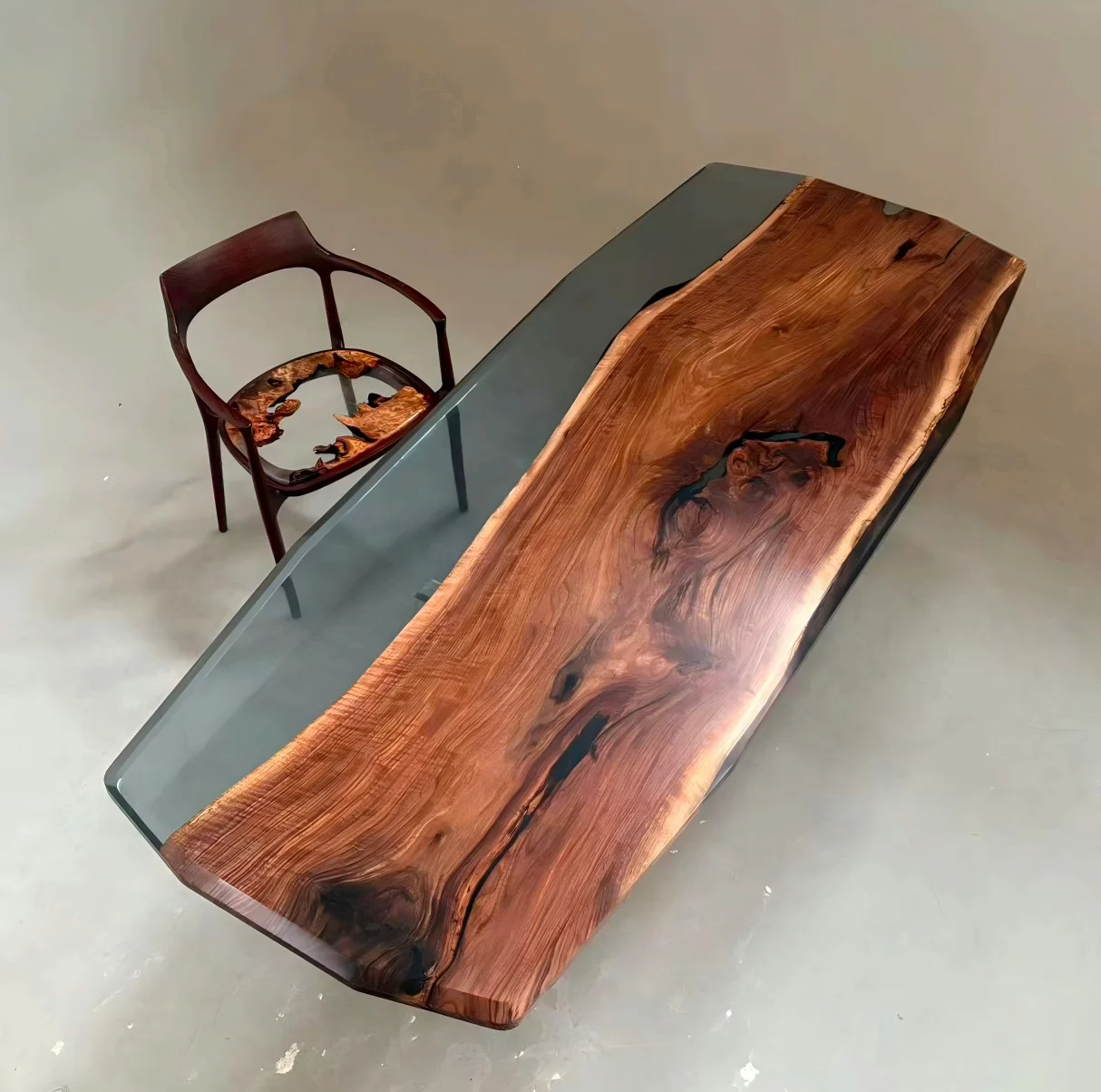 Made-to-order Black Walnut Epoxy Live Edge Table in model BWE016