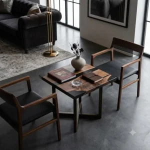 Custom Black Walnut Live Edge Epoxy End Tables with Black Epoxy BWE017