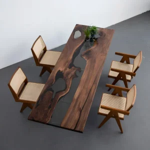 Made-to-order Black Walnut Epoxy River Table in model BWE020