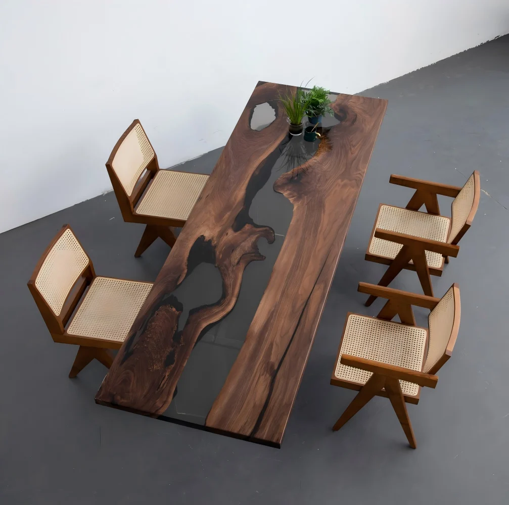 Made-to-order Black Walnut Epoxy River Table in model BWE020