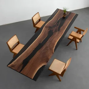 Handcrafted Black Walnut Epoxy Live Edge Table crafted from SKU BWE021