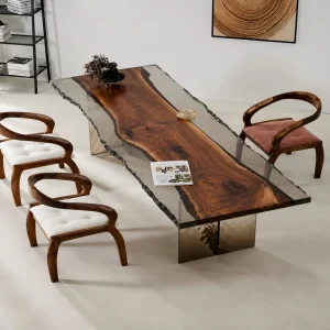 Made-to-order Black Walnut Epoxy Live Edge Table in model BWE025