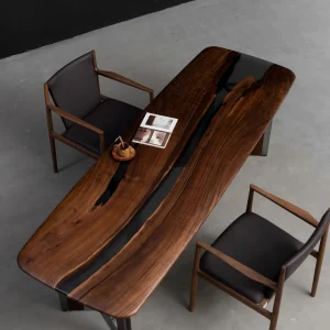 Designer Black Walnut Epoxy Live Edge Table made with reference BWE027