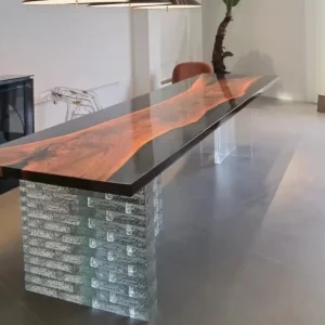 Handcrafted Black Walnut Epoxy Live Edge Table with SKU BWE028