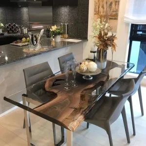 Made-to-order Black Walnut Epoxy Live Edge Table in model BWE029