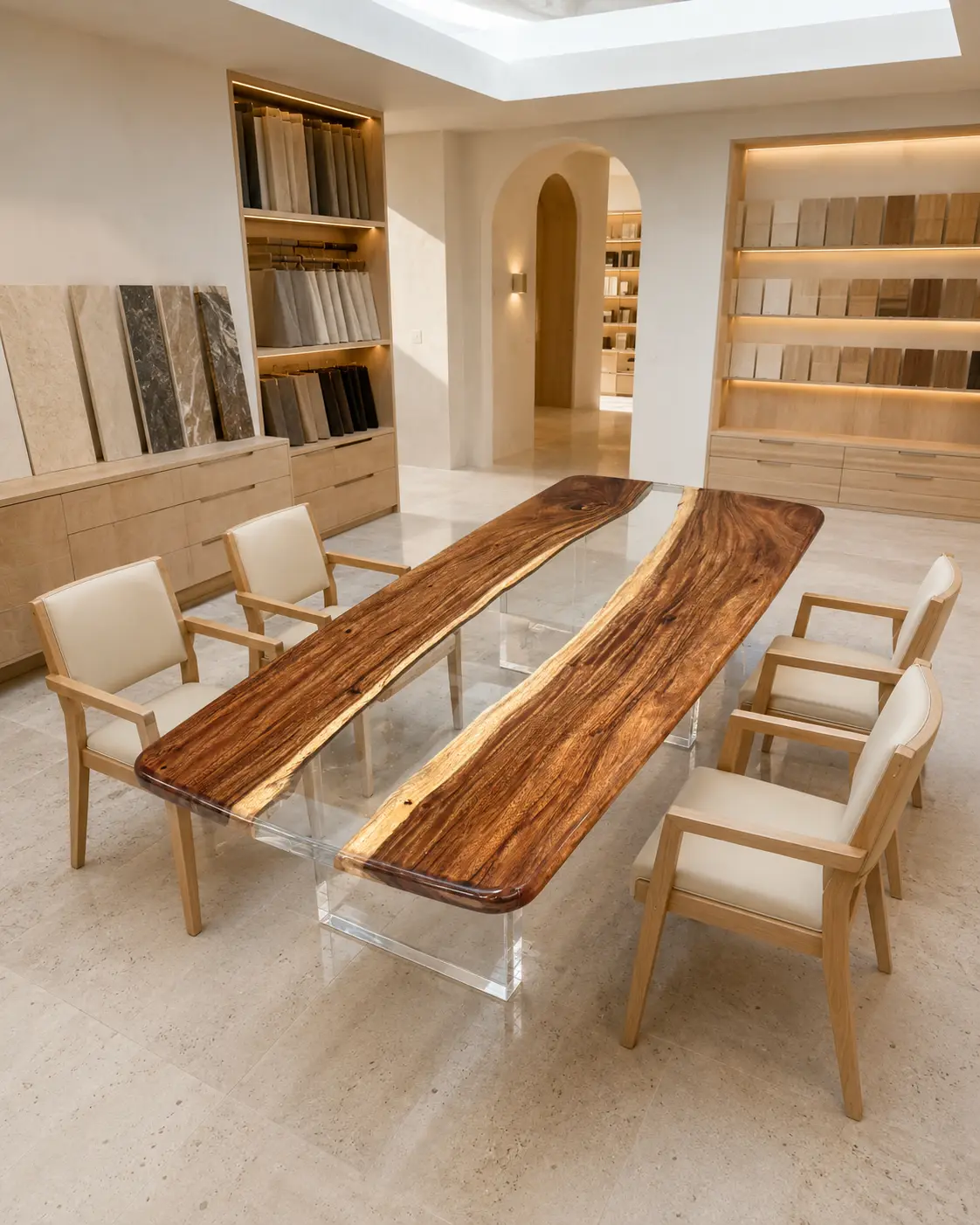 Handcrafted Dining Table crafted from and Crystal Clear epoxy resin SKU CC003