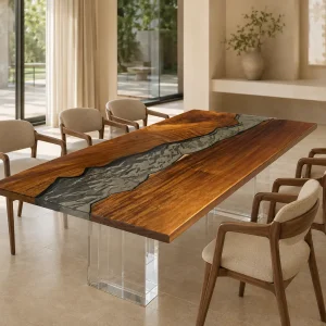 Designer Dining Table featuring Crystal Clear epoxy resin product CC004