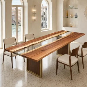Made-to-Order Dining Table featuring Crystal Clear epoxy resin product CC008