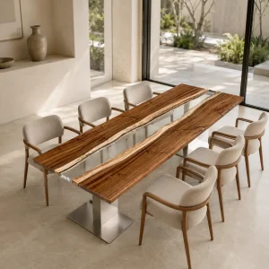 Designer Conference Table made with and Crystal Clear epoxy resin reference CC013
