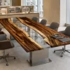 Designer Conference Table made with and Crystal Clear epoxy resin reference CC015
