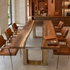 Designer Conference Table made with and Crystal Clear epoxy resin reference CC017