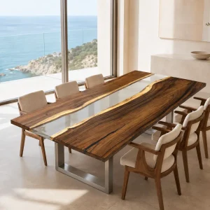 Made-to-Order Dining Table featuring Crystal Clear epoxy resin product CC019