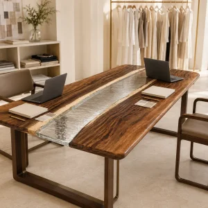 Designer Office Table made with and Crystal Clear epoxy resin reference CC020