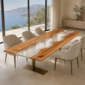 Premium custom Epoxy Table Top made from Walnut River SKU CET007