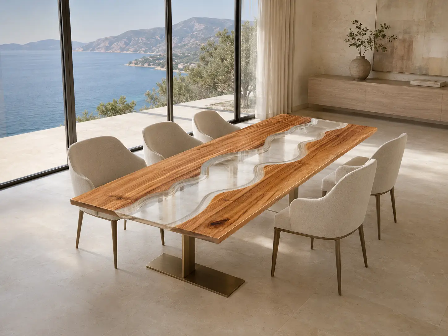 Premium custom Epoxy Table Top made from Walnut River SKU CET007