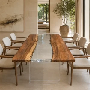 Designer River Epoxy Table Top made with Walnut reference CET008