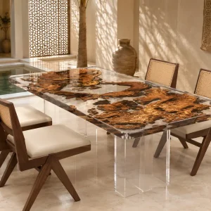 Signature Live Edge Epoxy Table Top crafted from Burl SKU CET010