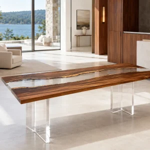 Signature River Epoxy Table Top crafted from Walnut SKU CET013