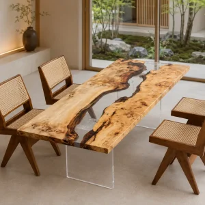 Premium custom Epoxy Table Top made from French Poplar River SKU CET017