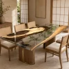 Designer Live Edge Epoxy Table Top made with Walnut reference CET018