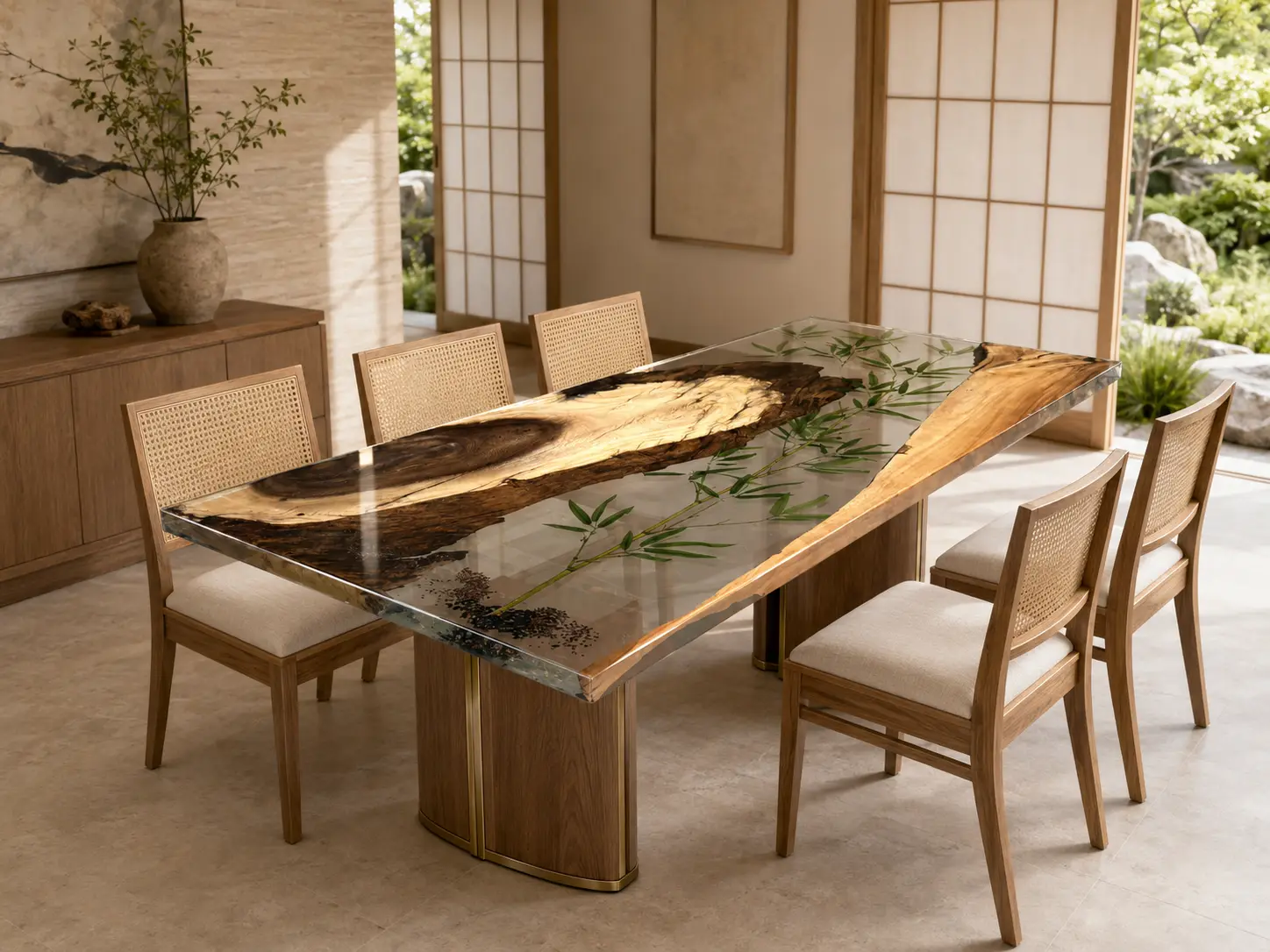 Designer Live Edge Epoxy Table Top made with Walnut reference CET018