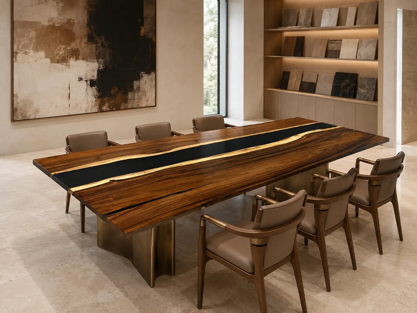 Handcrafted Epoxy Table with and Black epoxy resin SKU DET001