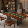 Designer Epoxy Table made with and Turquoise epoxy resin reference DET002