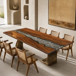 Designer Epoxy Table made with and Silver River epoxy resin reference DET004