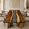 Made-to-order Epoxy Table in and Smoke Gray epoxy resin model DET005