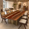 Designer Wood Epoxy Table made with and Flame Red epoxy resin reference DET006