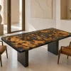 Bespoke Wood Epoxy Table featuring Black Grey epoxy resin product DET007