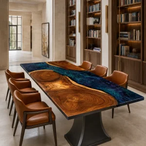 Designer Wood Epoxy Table made with and Starlight epoxy resin reference DET008